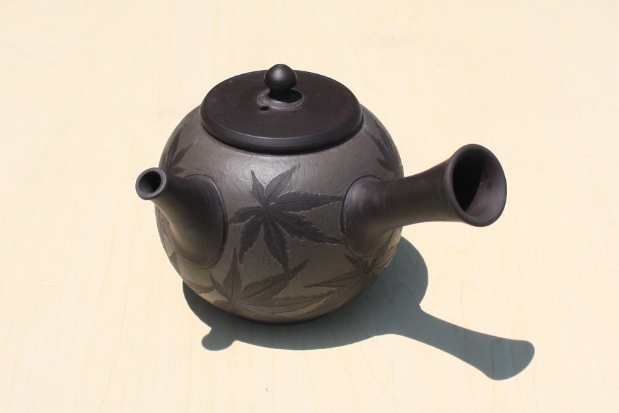 都築青峰 黒窯変もみじ急須 ささめ茶こし seihou014 - 常滑焼