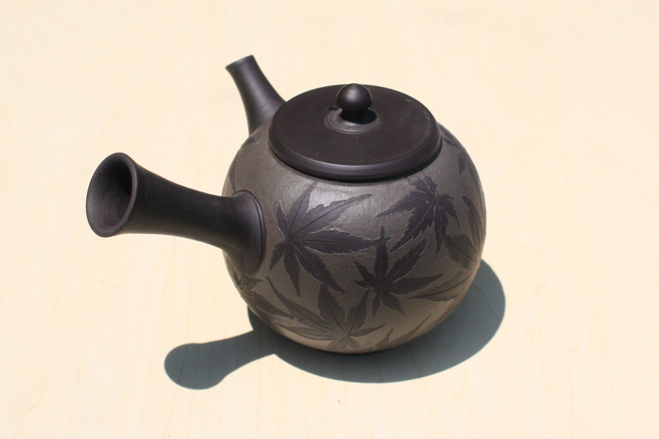 自宅保管品 黒薩摩の銚子 急須 銘 柿 自宅保管品 黒薩摩の銚子