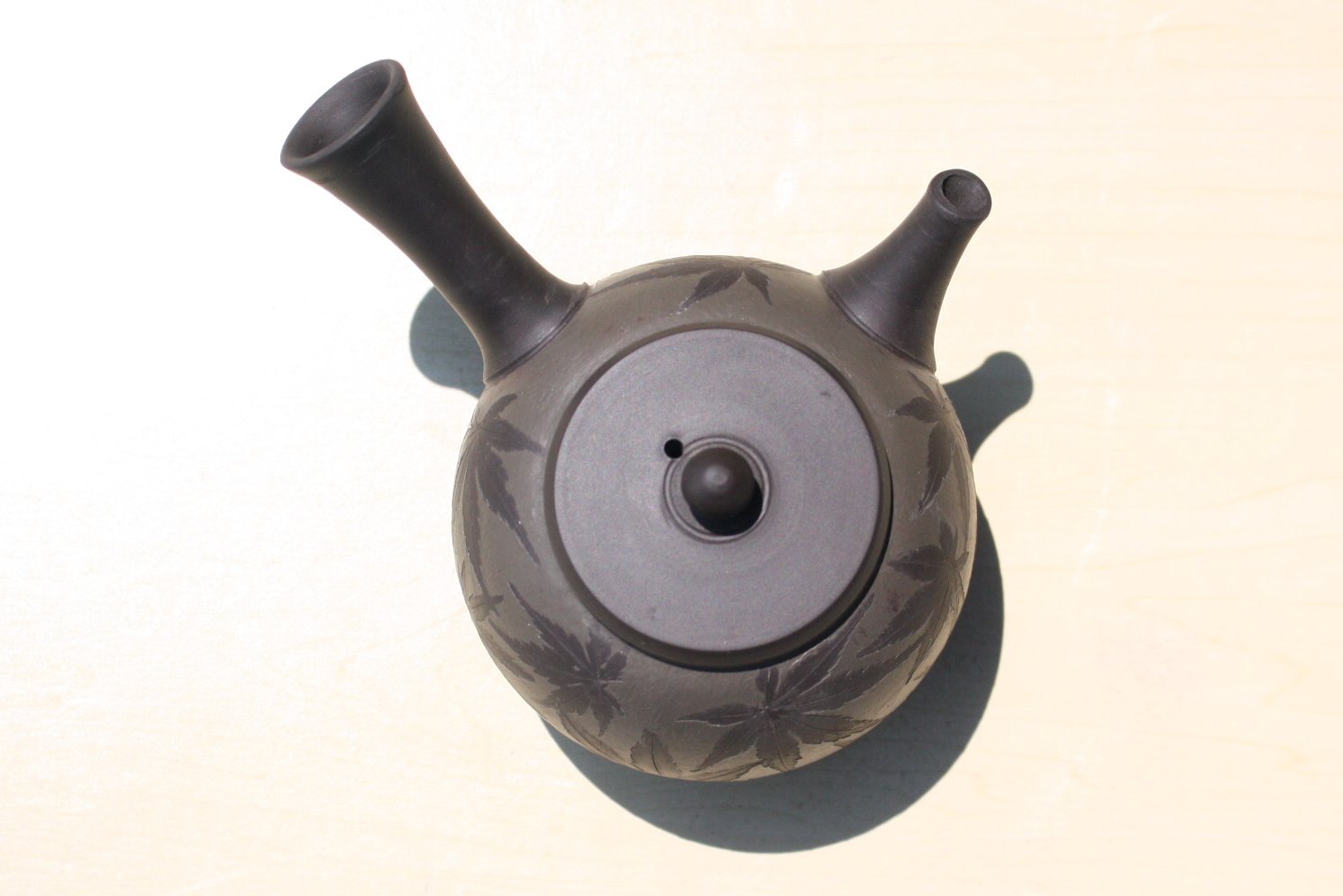 都築青峰 黒窯変もみじ急須 ささめ茶こし seihou014 - 常滑焼