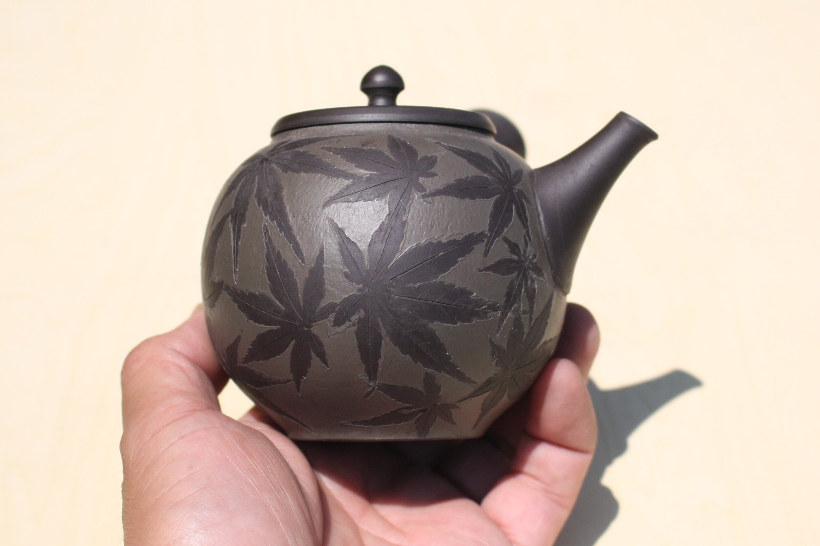 都築青峰 黒窯変もみじ急須 ささめ茶こし seihou014 - 常滑焼