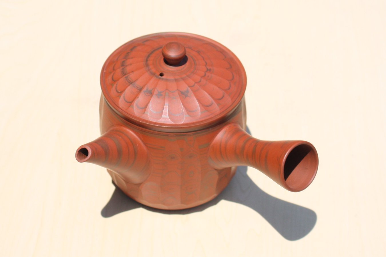 小西友仙 赤練込切立カット急須 ささめ茶こし yusen003 - 常滑焼