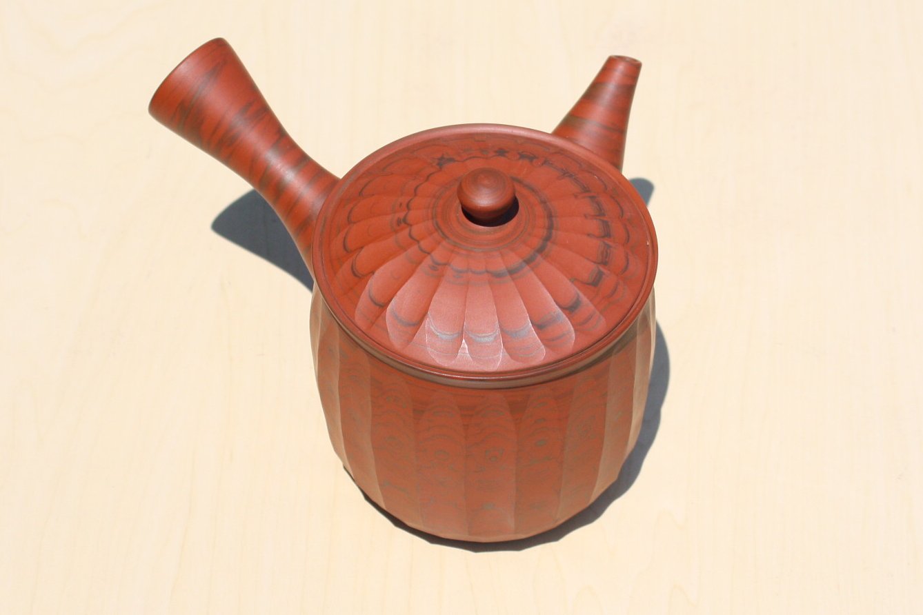 小西友仙 赤練込切立カット急須 ささめ茶こし yusen003 - 常滑焼