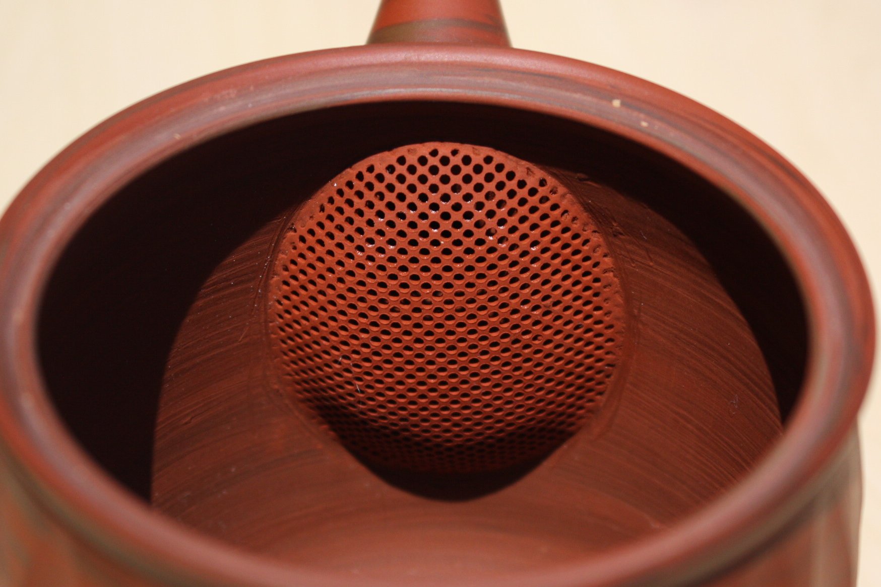 小西友仙 赤練込切立カット急須 ささめ茶こし yusen003 - 常滑焼